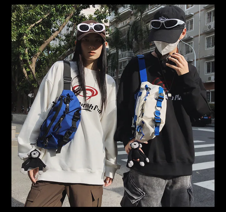 2024 Techwear Style Punk Hip Hop Single Shoulder Crossbody Bag Men Women Street Vintage Chest Bag Casual Sport Fanny Pack Сумка