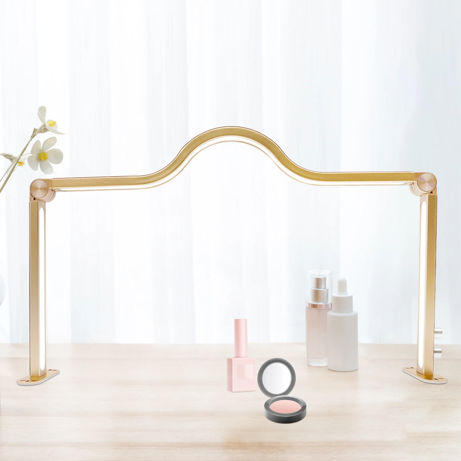 Halbmondlicht für den Schreibtisch, faltbare Nail Tech-Lampe, Helligkeit einstellbar, LED-Nagellicht, Wimpernlampe für Schönheit/Wimpern/Tattoos – Detail 1