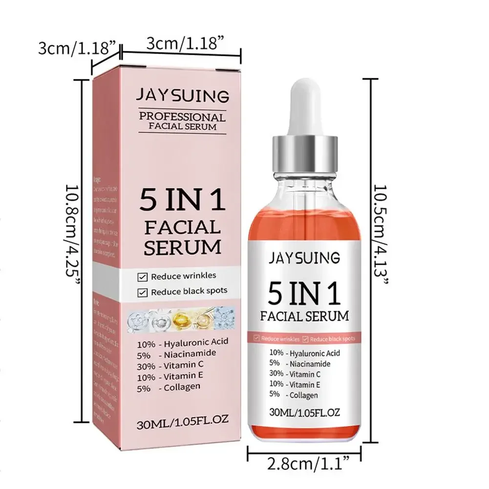 5 In 1 Face Serum Moisturizing Whitening Anti Wrinkle Aging Vitamin C Hyaluronic Acid Facial Serum Shrink Pores Skin Care Serum images - 6