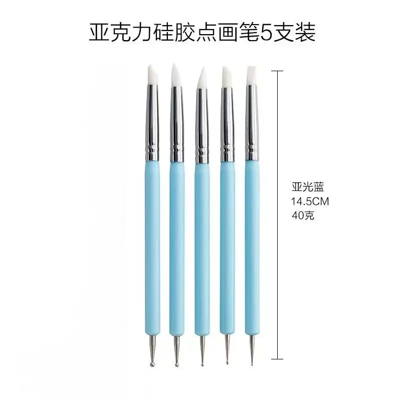 Double-ended Dotting Tools Set Nail Art Embossing Tools Pottery Craft Art Silicone Brushes Pottery Clay Accessories 5pcs/set pottery tools clay sculpting tools pottery sculpting tools clay craft tool mandala dotting tools
