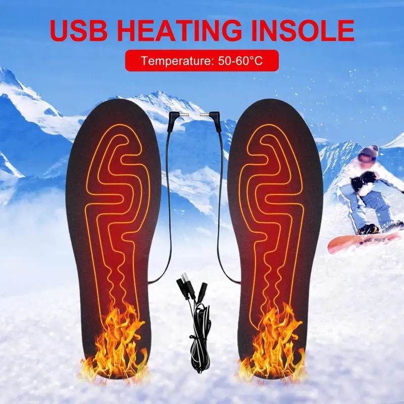 

Electric Heated Insoles USB Rechargeable Washable Heated Shoe Pad Skiing Insoles Foot Warmer For Men Women