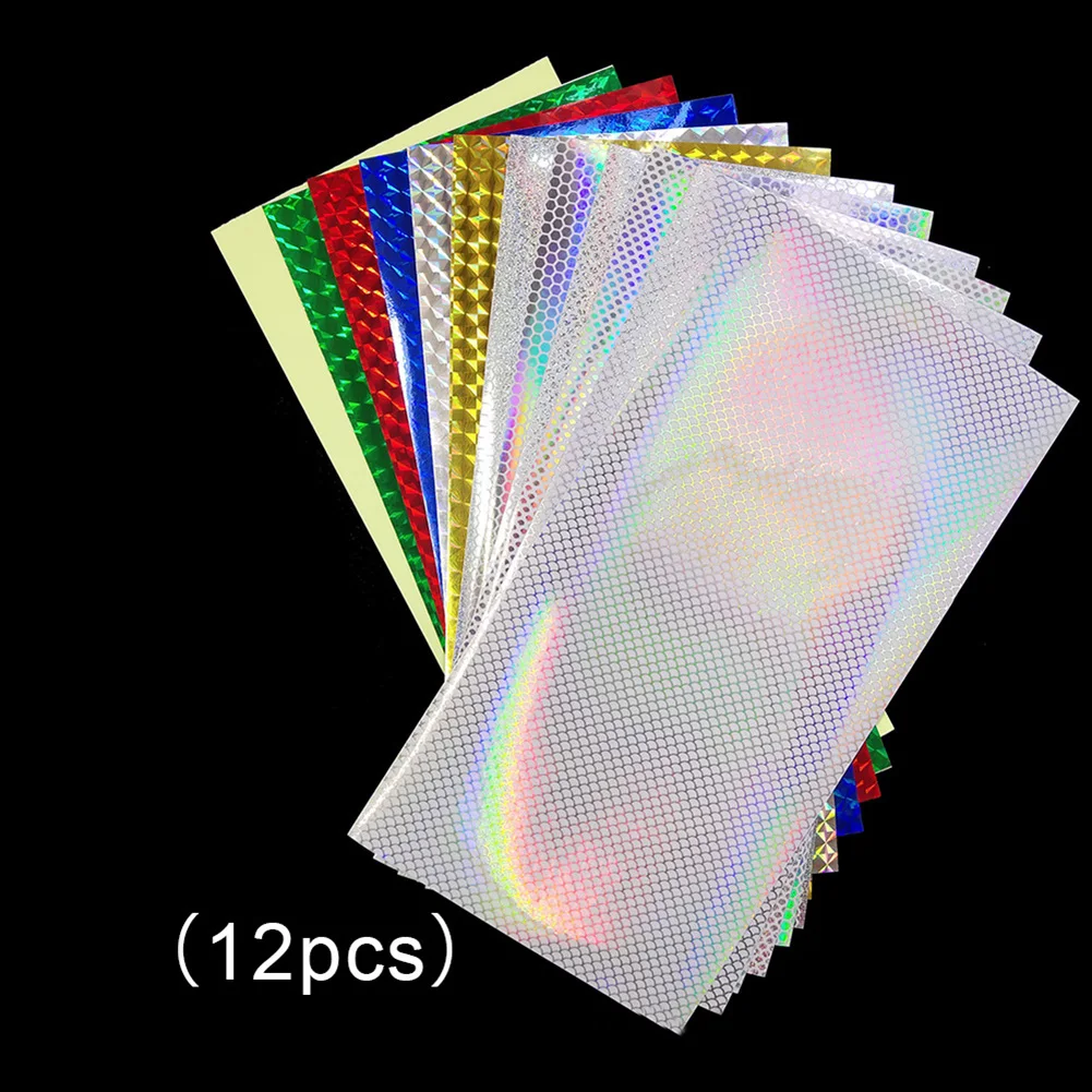 Lure Tape Sticker Upgrade Your Fishing Tackle with 12 Colorful Reflective  Holographic Lure Tape Stickers 20x10cm