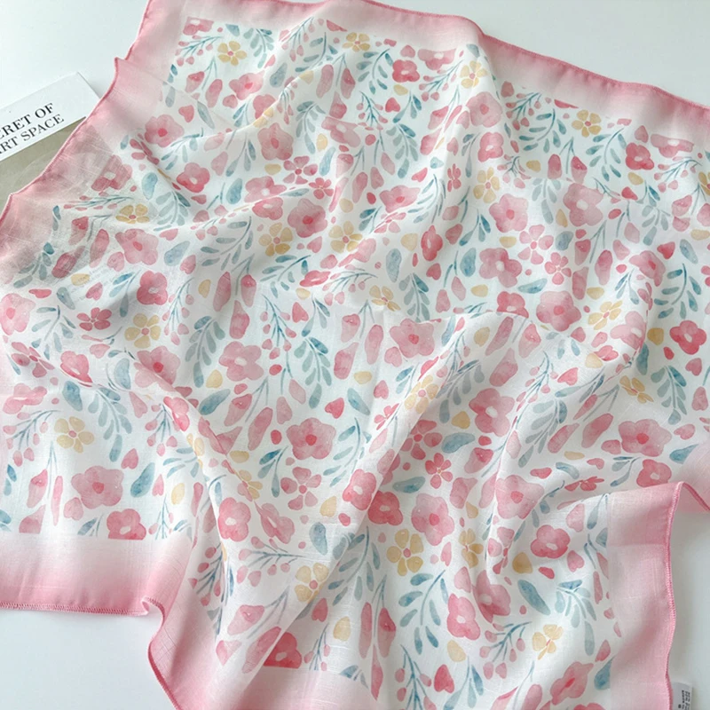 Cotton Linen Shawl Square Scarf Women Floral Print Hijabs Ladies Bandanas Wraps Sunscreen Head Scarf Wraps Scarves Neckerchief 6