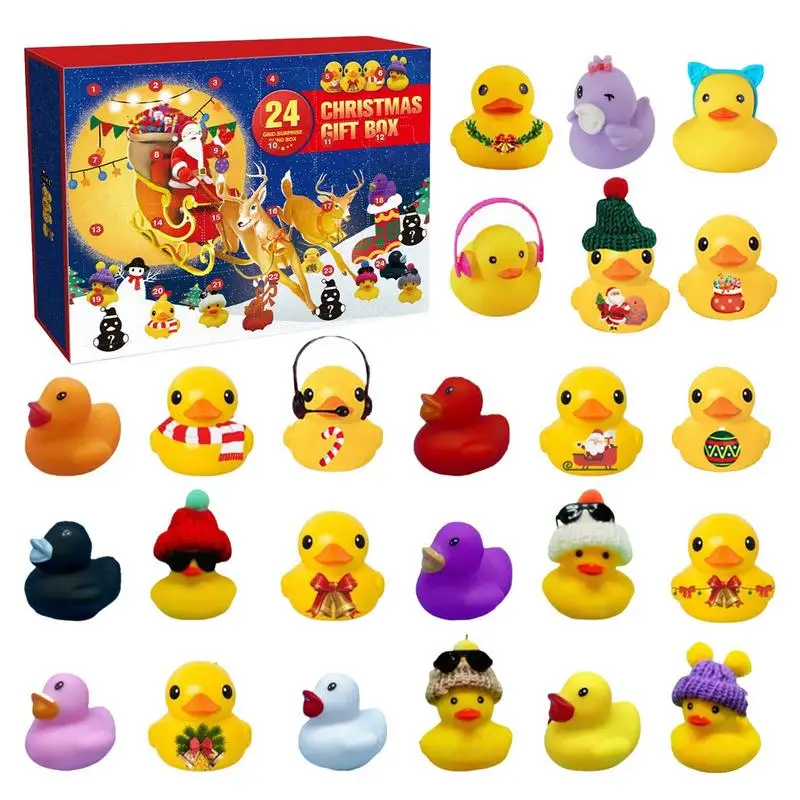 

Christmas Rubber Duck Advent Calendar 24PCS Cute Rubber Duck Bath Toys Countdown Calendar With 24 Different Ducks For Baby