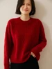 New Chic Women Cashmere Cable Knit Sweater O-neck Pullover Autumn Winter Thick Long Sleeve 100% Cashmere Knitwear Vintage Style 3