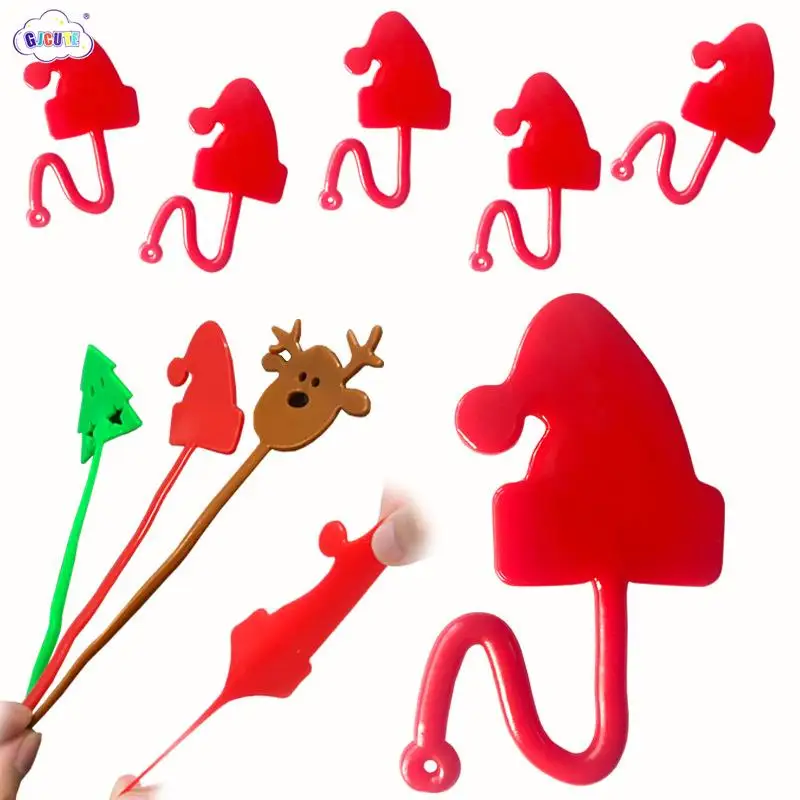 

3Pcs/set Christmas Elastically Stretch Sticky Hand Toy Xmas Tree Santa Hat Snowflake Reindeer Sticky Palm Climbing Wall Toys