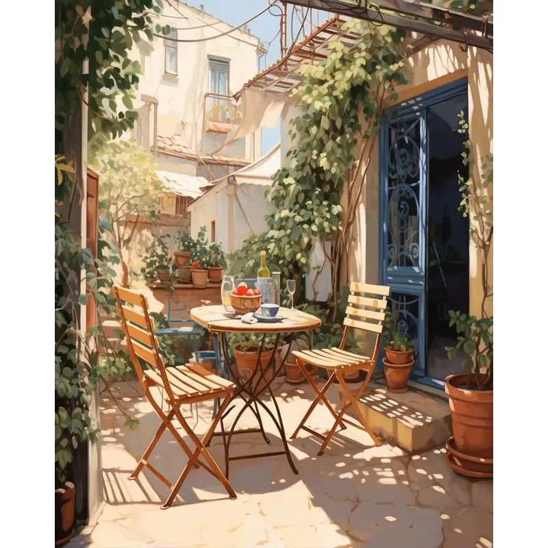 

GATYZTORY Diy Frame Painting By Numbers Kit Courtyard Scenery Handicrafts Art Coloring Picture By Numbers For Home Decors Arts