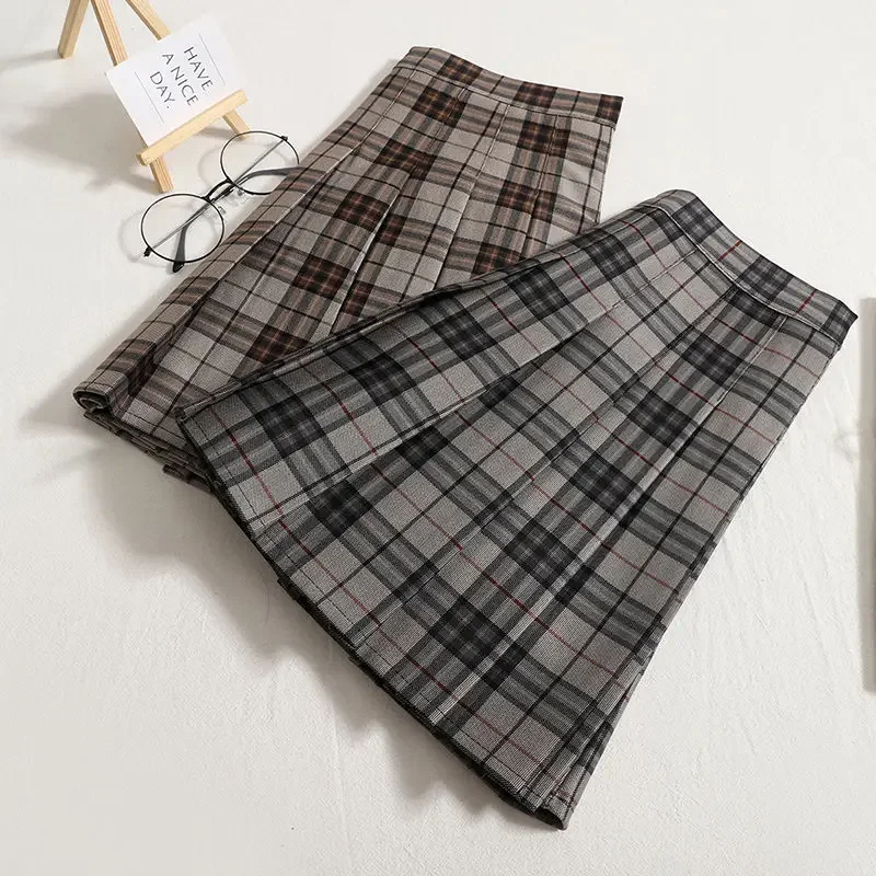 

Preppy Style Plaid Mini Skirt High Waist Pleated Short Skirt for Women Korean Chic Street A-line Skirt Student Spring and Autumn