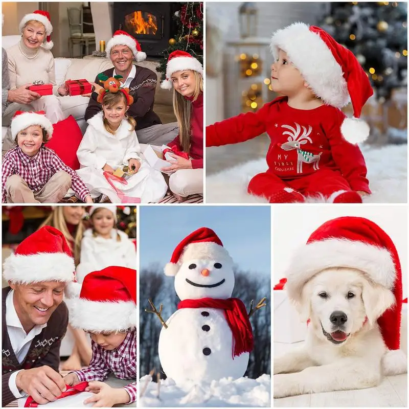 LED Christmas Hat Plush Santa Claus Hats With LED Lights Christmas Costume Accessories Plush Hat For New Year Party