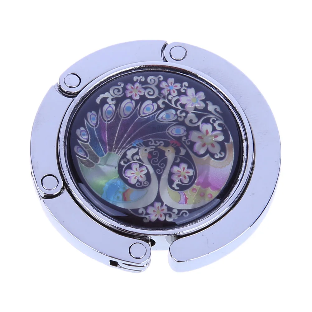 Peacock Purse Hook Folding Handbag Hanger Foldable Purse Hanger for Table Handbag Storage