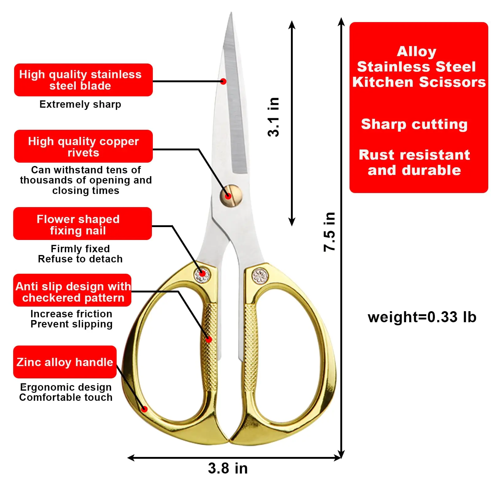 Kitchen Scissors Stainless Steel Powerful Chicken Bone Scissors Multifunctional Fish Cutter Dedicated Household Food Scissors 5