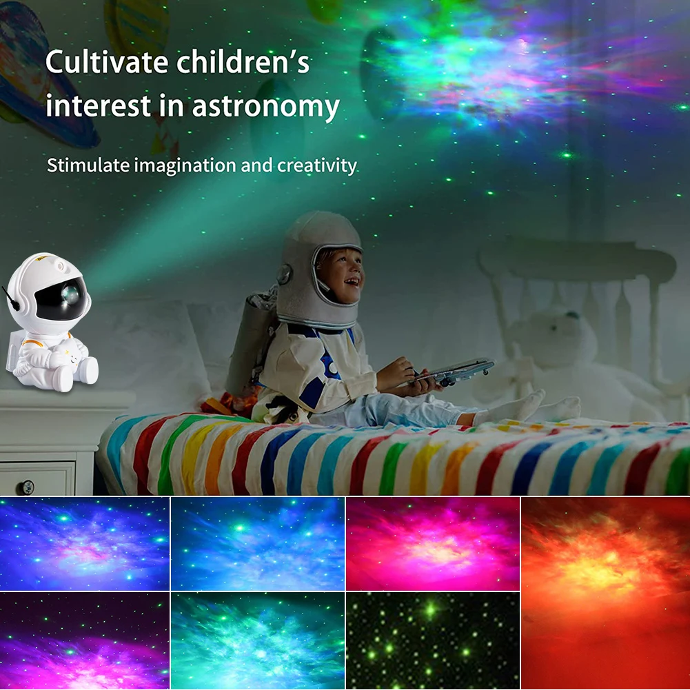 Astronaut Galaxy Light Star Projector Bedroom Starry Sky Lamp With Remote Control Multiples Nebula Colors 360° Adjustable Design best night light