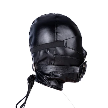 Sex Toys BDSM Leather Hood Blindfold Head Harness Mask With Penis Mouth Gag Fetish Slave Bondage For Women Men Adult Sex Shop 4