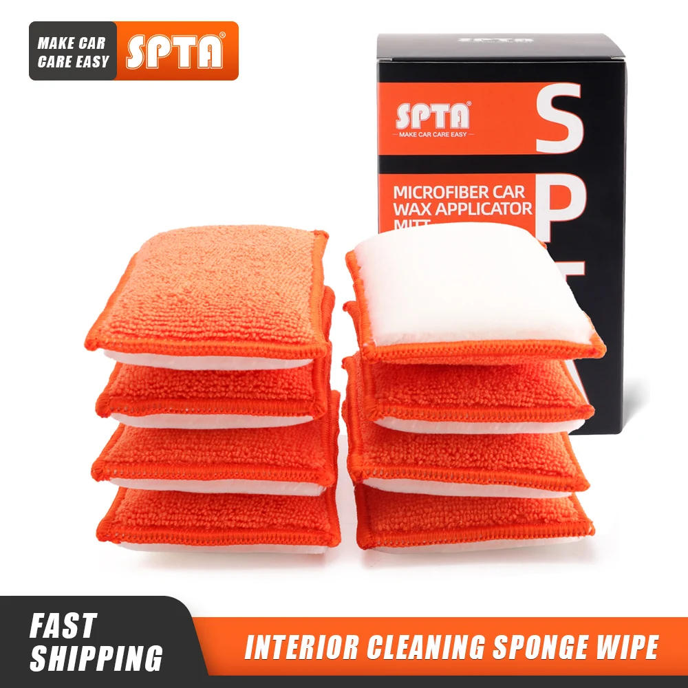 

SPTA 8pcs Microfiber Sponge Detailing Wax Applicator Pad for Auto Interior Cleaning Foam Waxing