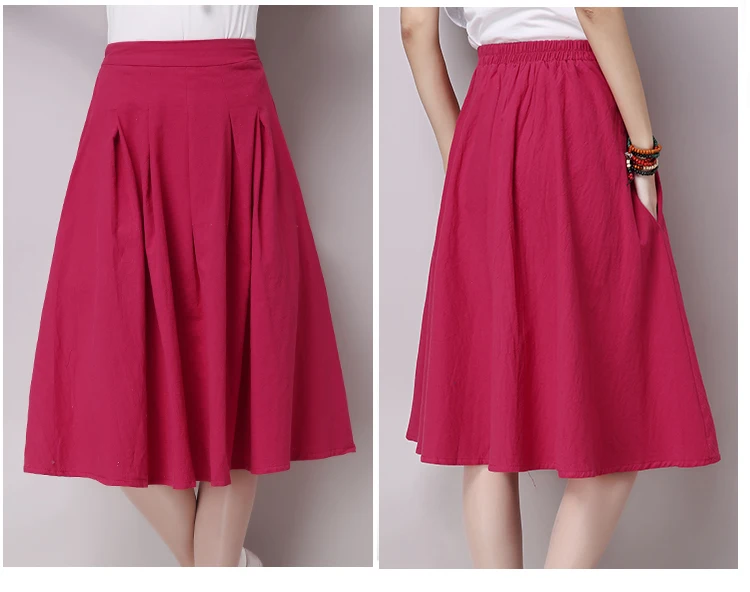 black midi skirt Vintage Summer Bust skirt Women Linen Skirts All-match Vintage Pleated Solid Color skirts Fashion Women's clothing RV597 cute skirts