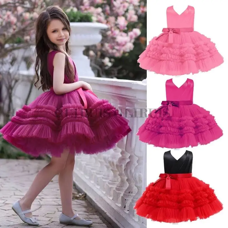 

Flower Girl Dress Children Dresses Puffy Princess Gown Mint Green Baby Birthday Dress 2022 Vestido Robe Ceremonie Fille
