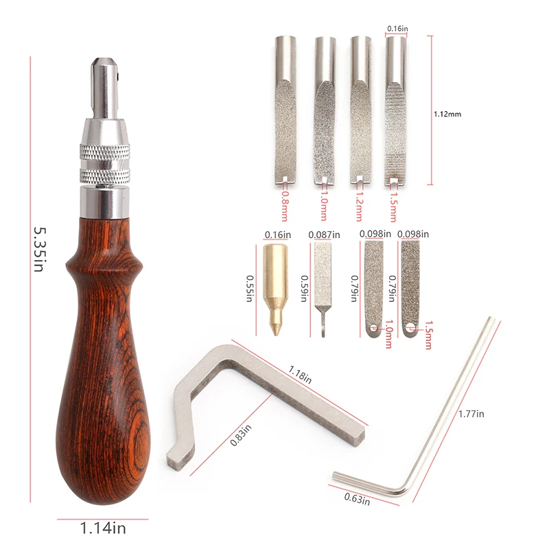 Aigaeer Leather Edge Bevelers Tool Kit (10 in 1 Pro Adjustable) Skiving Tool Set Groover Sew Creaser Sewing Kit Leathercraft