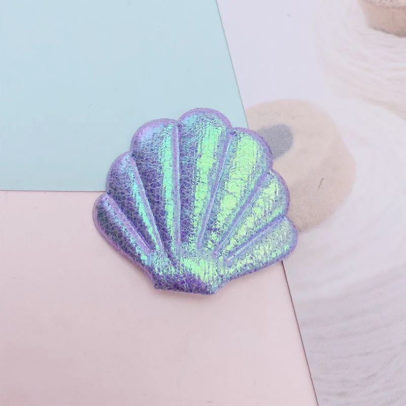 50Pcs 4,5*3,8 CM Gepolsterte Glänzende Leder Shell Applikationen Für Kleidung Hut Nähen Liefert Patches DIY headwear Haar Clips Bogen Dekor – Detail 9