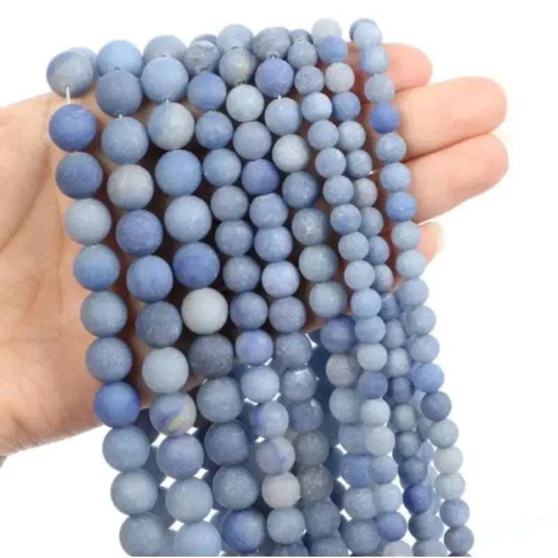 

Fashion Natural Stone Frosted blue aventurine Charm Loose Bead DIY Round Beads Jewelry Accessories