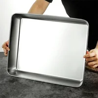 Thicken Stainless Steel Food Storage Tray Rectangular Deep Plates Fruits Bread Cakes Steamed Sausage Dishes Kitchen Cooking Tool 2