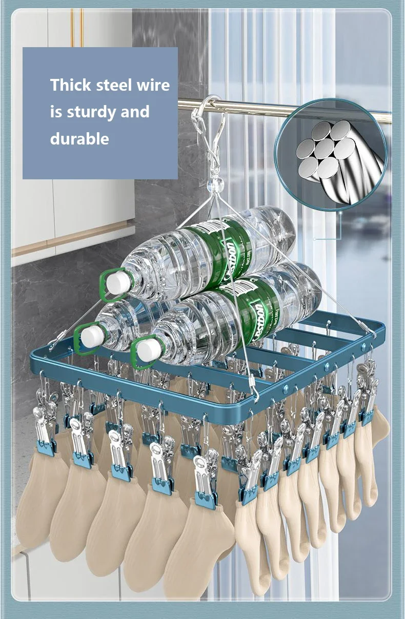Windproof Aluminum Alloy Socks Rack Towel Drying Rack Underwear Hanger Clothes Wardrobe Organizer,Light Luxury High-quality 6