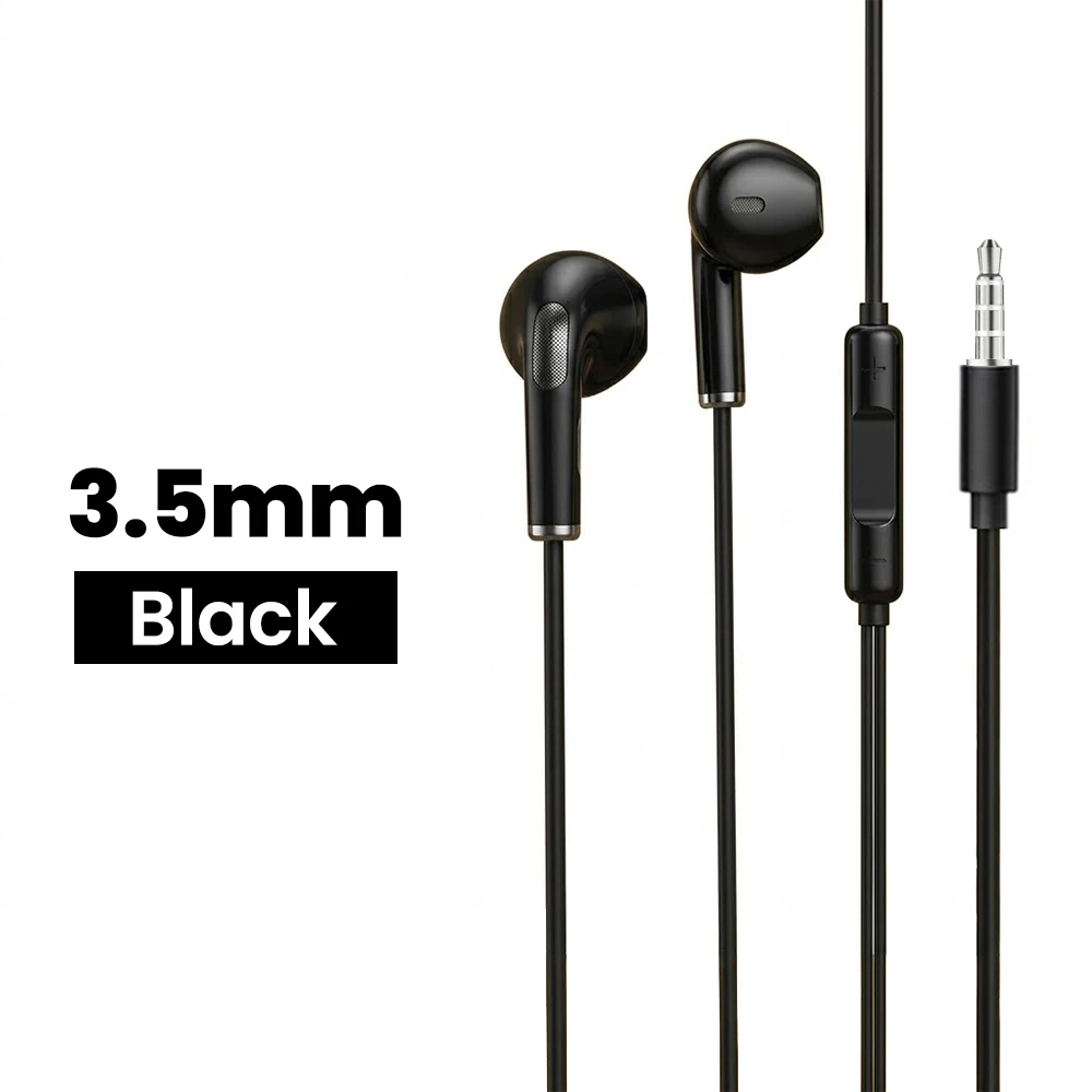 High-Quality Wired Headphones with Built-In Microphone and Versatile Connectivity
