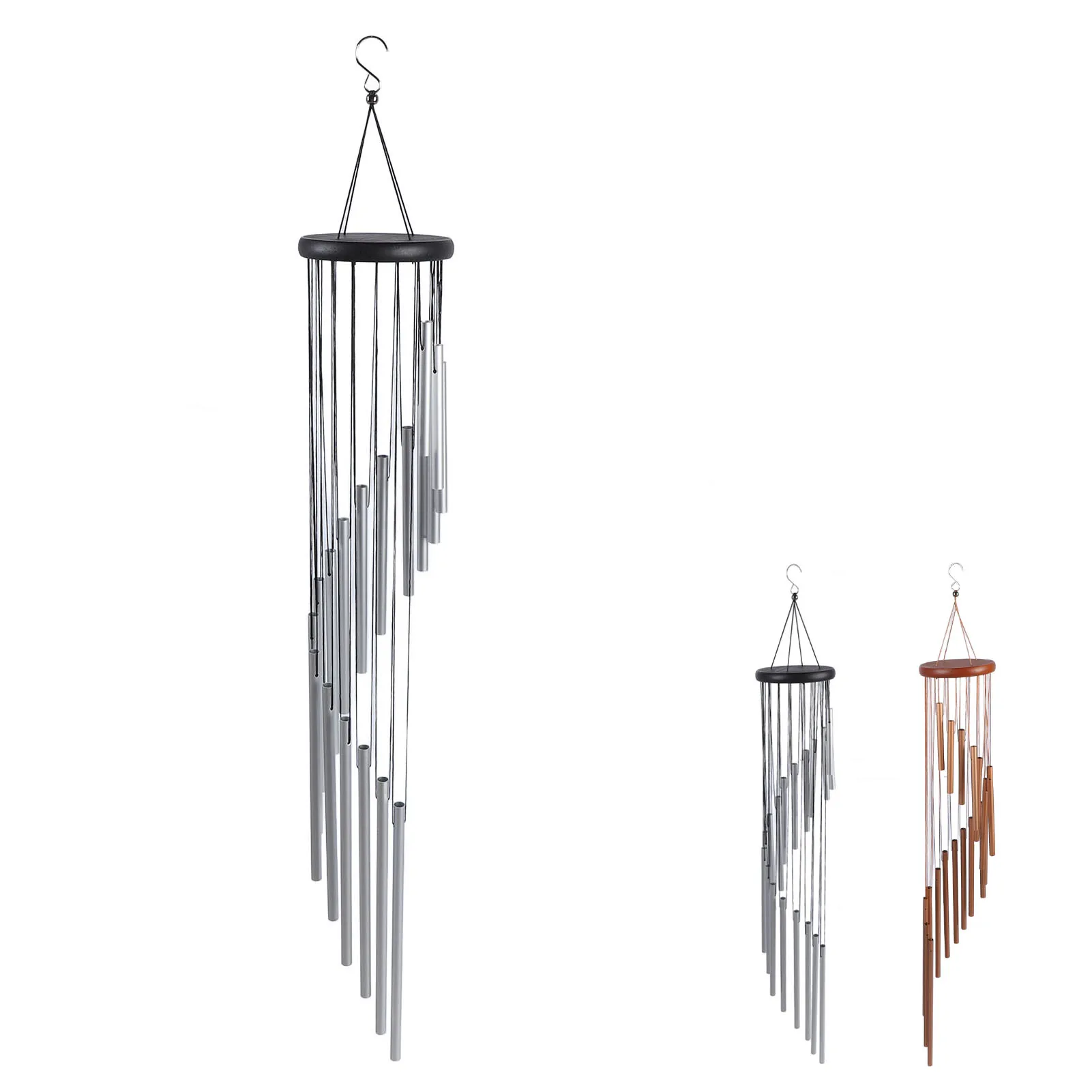 Wind Chimes Decoration 35 Inch Aluminum and Wood 360 Degree Rotation Rotating Wind Chimes Hanging for Indoors for Garden