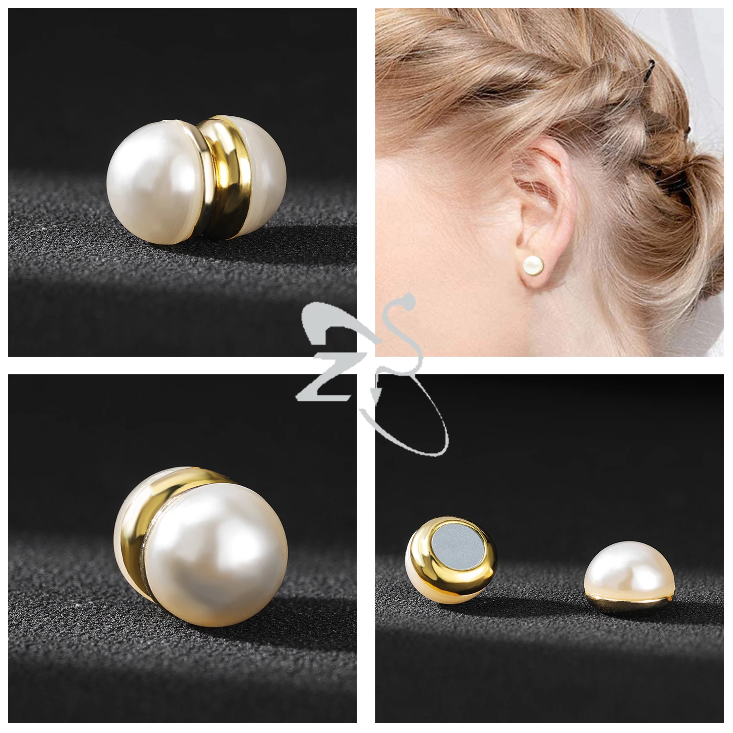Stainless Steel Gold Color Magnetic Ear Cuffs No Piercing Women's Heart Stud Clip-on Earring,stud earrings,ear clip earrings,clip earrings,ear clip,magnetic earrings