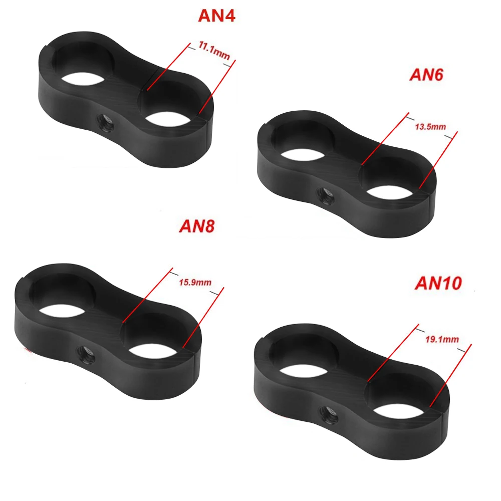 Hose Clamps Universal Aluminum AN4 AN6 AN8 AN10 Braided Rubber Hose Line Clamp Splitter Billet Oil Fuel Water Hose Tube Seprator Kit
