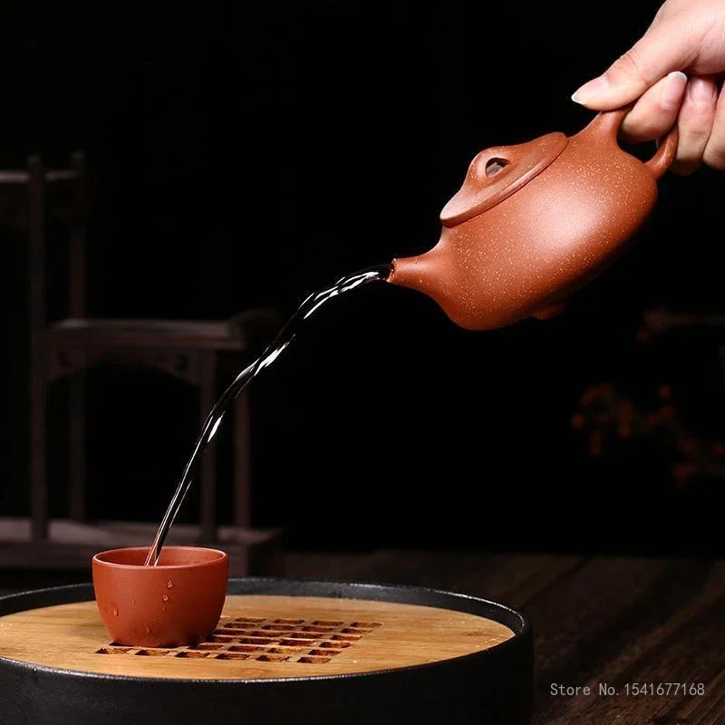 Chinese Style Classic Dragon Blood Color Sand Tea Pot, Xishi Yixing Purply Teapot, Handmade Kongfu Tea Pots, 240ml, 1Pc