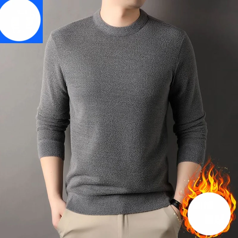 Winter KPOP Fashion Style Harajuku Slim Fit Tops Loose Casual All Match Knitwear Plush O Neck Insert Solid Long Sleeve Sweaters