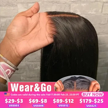 180% Bone Straight Glueless Wig Lace Closure Human Hair Wig Ready To Wear 6x4 5x5 Lace Closure Wig Pre Plucked MYLOCKME 1