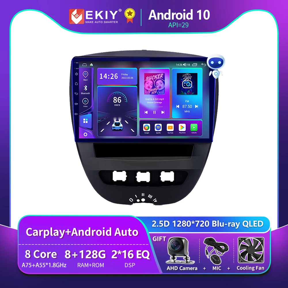

EKIY T900 для Peugeot 107 Citroen C1 Toyota Aygo 2005-2014 Android 10 автомобильные стерео радио мультимедийные плееры CarPlay GPS навигатор