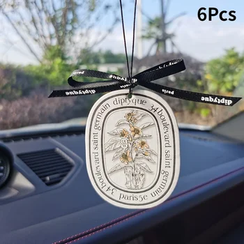 Diptyque 자동차 향수 펜던트 향수 프로펠러 공기 청정기, 리본 포함, 신선한 자동차 향수, 로트당 6 개