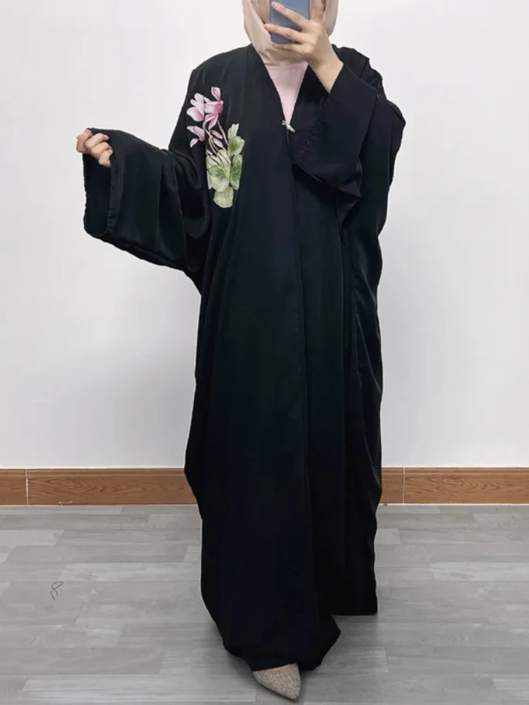 

Рамадан, абайя для женщин, платье с принтом ИД, мусульманский рукав летучая мышь, марокканский кафтан, абайя, кардиган, длинный халат, Арабский Кафтан 2024