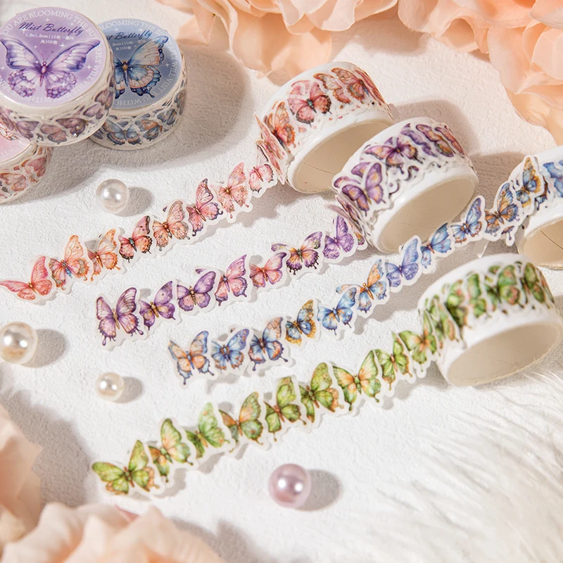 Card Lover 100 Pcs [Misty Butterfly Series] Vintage Journal Stickers Washi Paper Sticker Paper Scrapbooking Scrapbook Kit