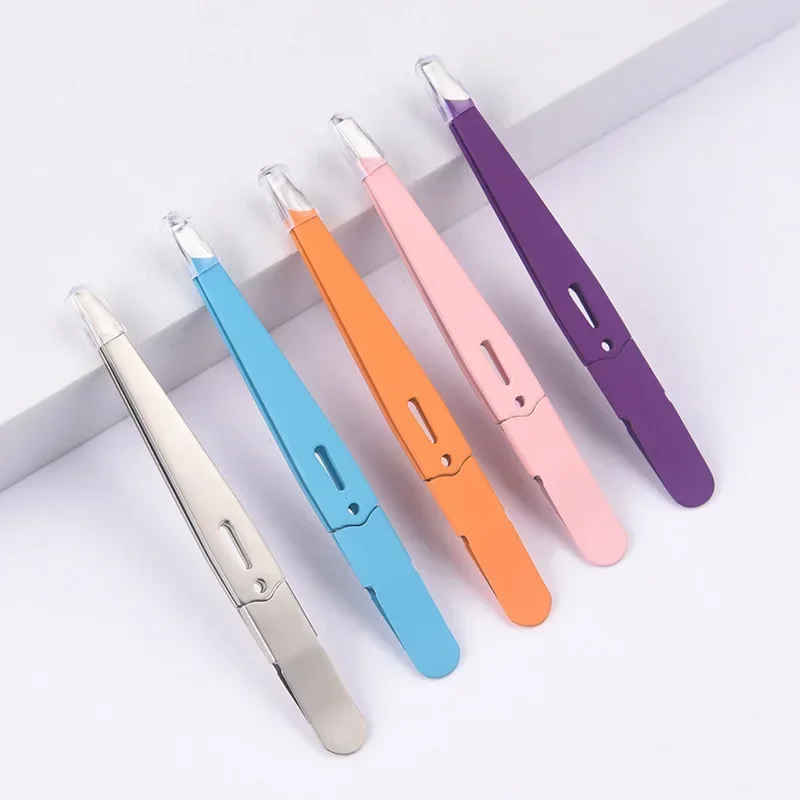 Eyebrow Tweezer Colorful Hair Beauty Fine Hairs Puller Stainless Steel Slanted Eye Brow Clips Removal Makeup Tools eyebrow tweezers
