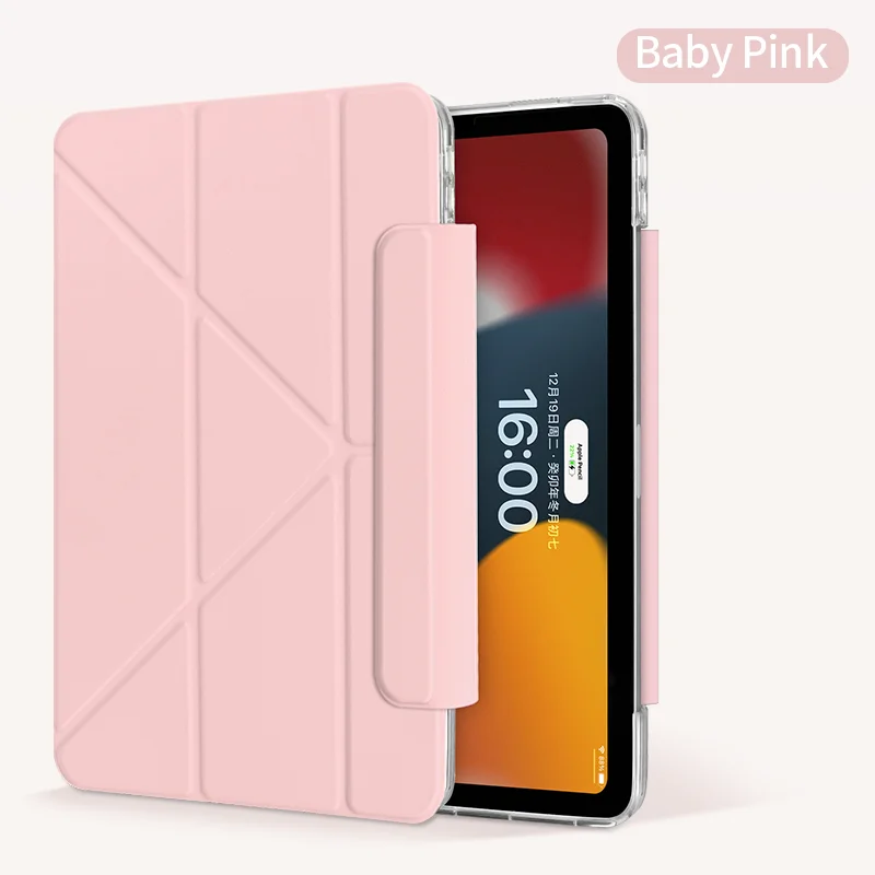 Magnetic Buckle Pencil Sleeve Case with Clear Acrylic Back, Adjustable Angles, and Auto Wake/Sleep