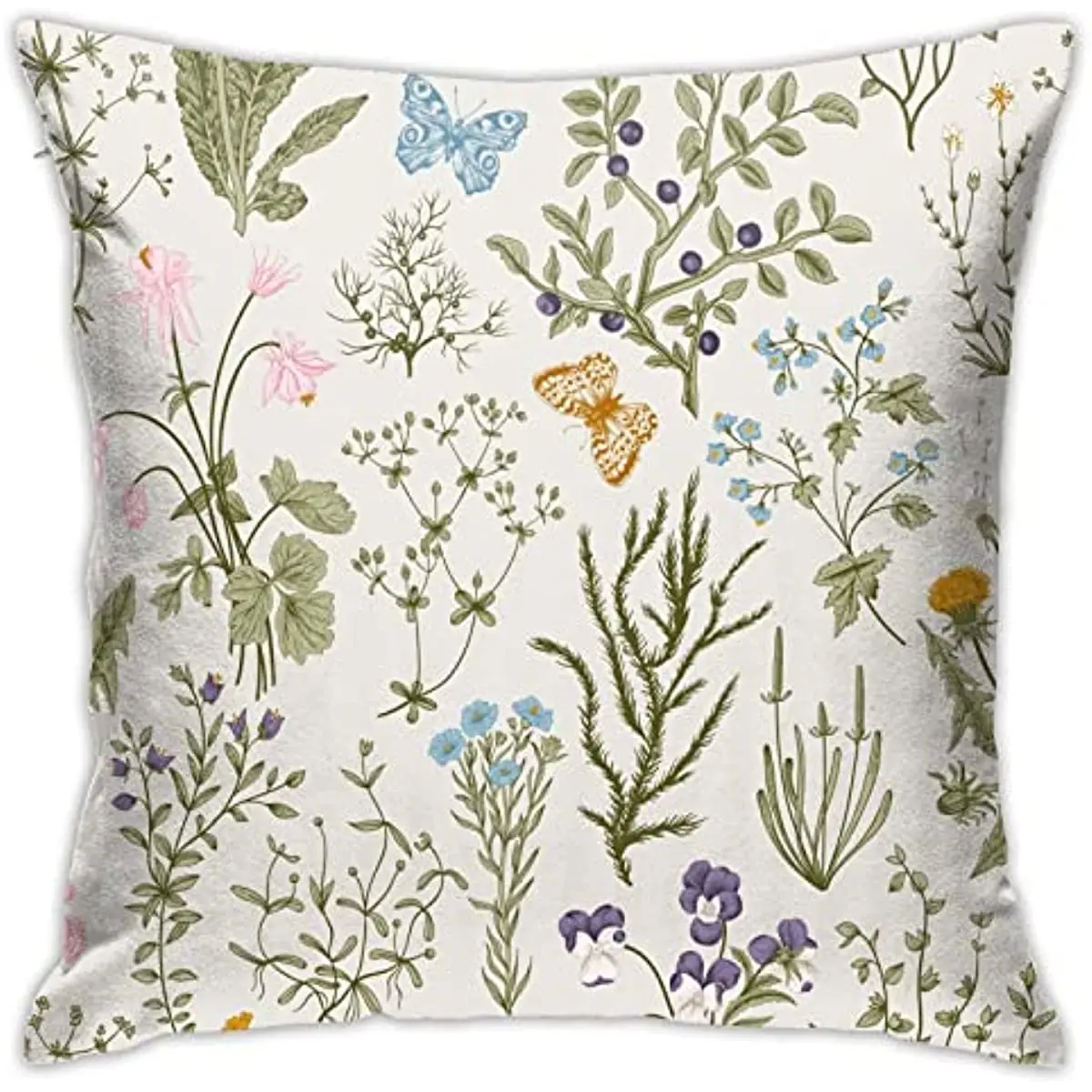 

Throw Pillow Covers Vintage Garden Plants with Herbs Flowers Botanical for Home Decor Sofa Car Bedroom Pillow case