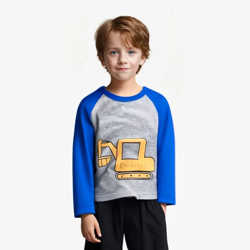2025 Autumn T Shirt Cartoon Car T-shirt Boys Girls Baby Kids Clothes Cotton Long Sleeve Top for Boy Children's Clothing 2-9 Year 3