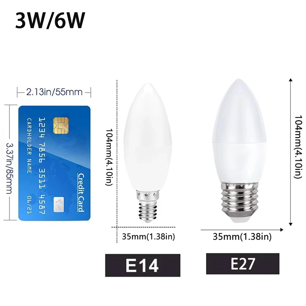10PCS LED Candle Bulb 220V 85-265V E14/E27 3W 6W 9W 12W 15W Energy Saving Lamp Indoor Decorative  Bedroom And living Room Light