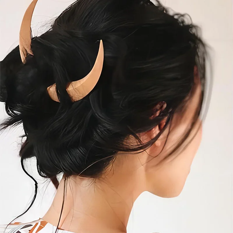 Handcarved Crescent Hair Fork Simple Wooden Moon Hairpin Modern High-end Half Moon Hairpin Daily Hair Curling Wooden Handcrafted for hair accessory