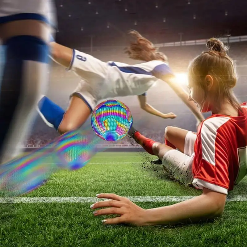 Reflective Football Light Up Reflective Football Light Up Soccer Glowing In The Dark Toy Night Games