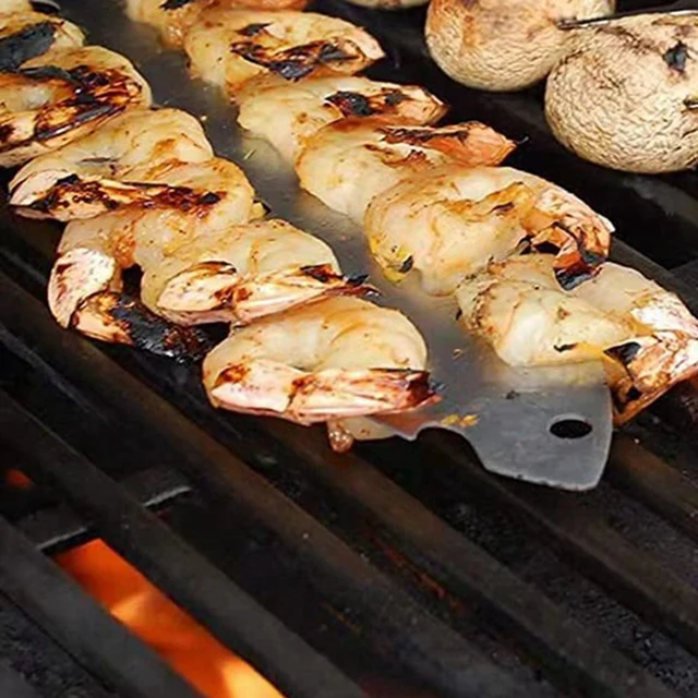 11,8 Hüvelyk Hüvelykes Rozsdamentes Acél Barbecue Bot Újrahasznosítható Halcsont Alakú Kültéri Tábortűz Bbq Szerszám - Image 4