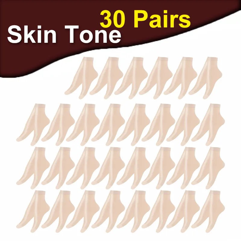 thumbnail image 1 of 60 piezas = 30 pares de calcetines de verano transparentes ultrafinos de nailon para mujer, calcetines cortos hasta el tobillo elásticos de seda con cristales para primavera, 1 of 5