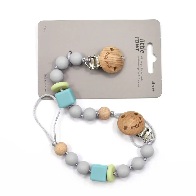 Wooden Pacifier Clip Pacifier Chain Safety Teething Baby Teether Eco-Friendly Pacifier Clip Pacifier Chewing Toy