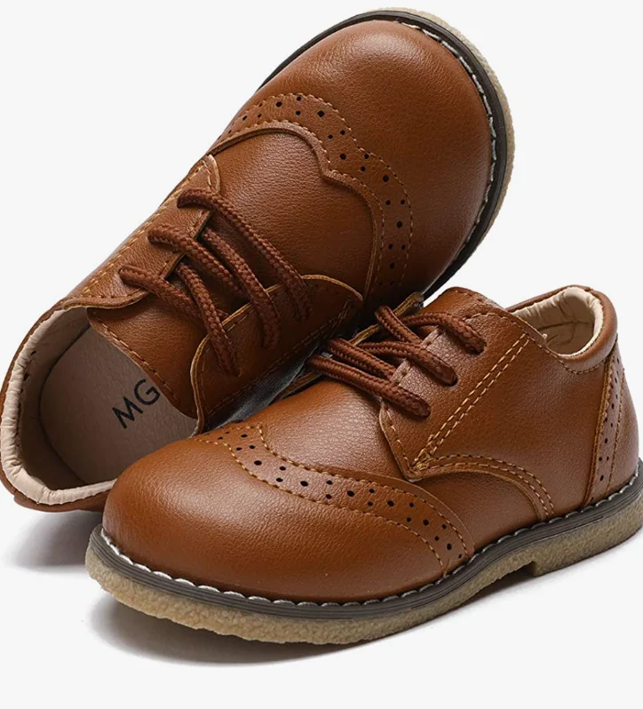Timatego Toddler Boys Girls Oxford Shoes PU Leather Lace Up School