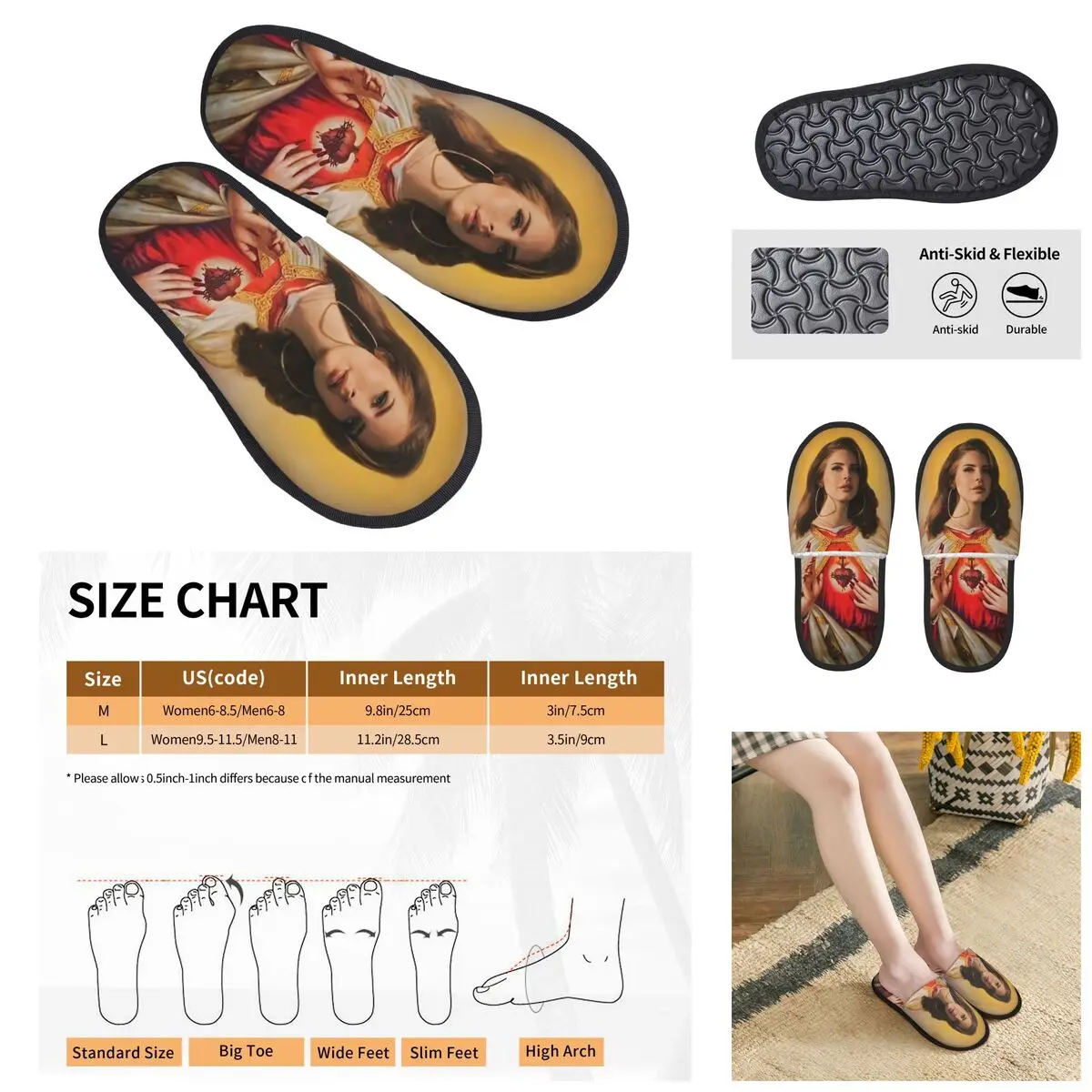 

3D printing Men Women Furry Indoor slippers,Lana Del Rey Cosy special Anti-skid Slippers