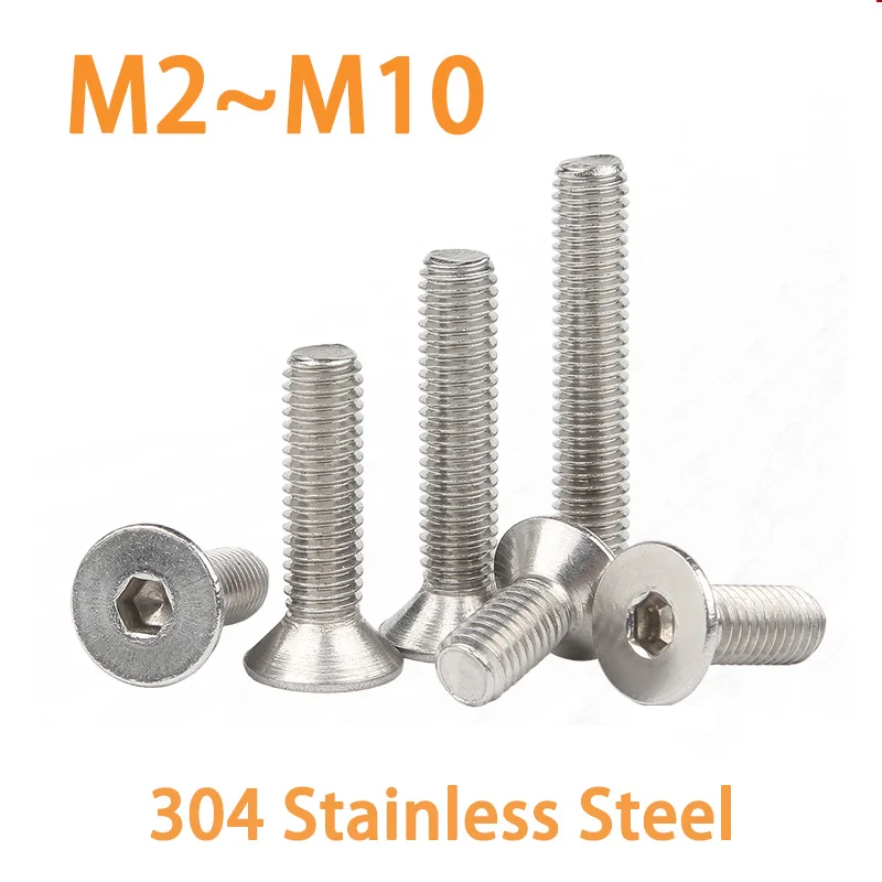 

2-50pcs Allen Key Head Din7991 M2 M2.5 M3 M4 M5 M6 M8 M10Stainless Steel 304 Hex Socket Flat Countersunk Head Screw