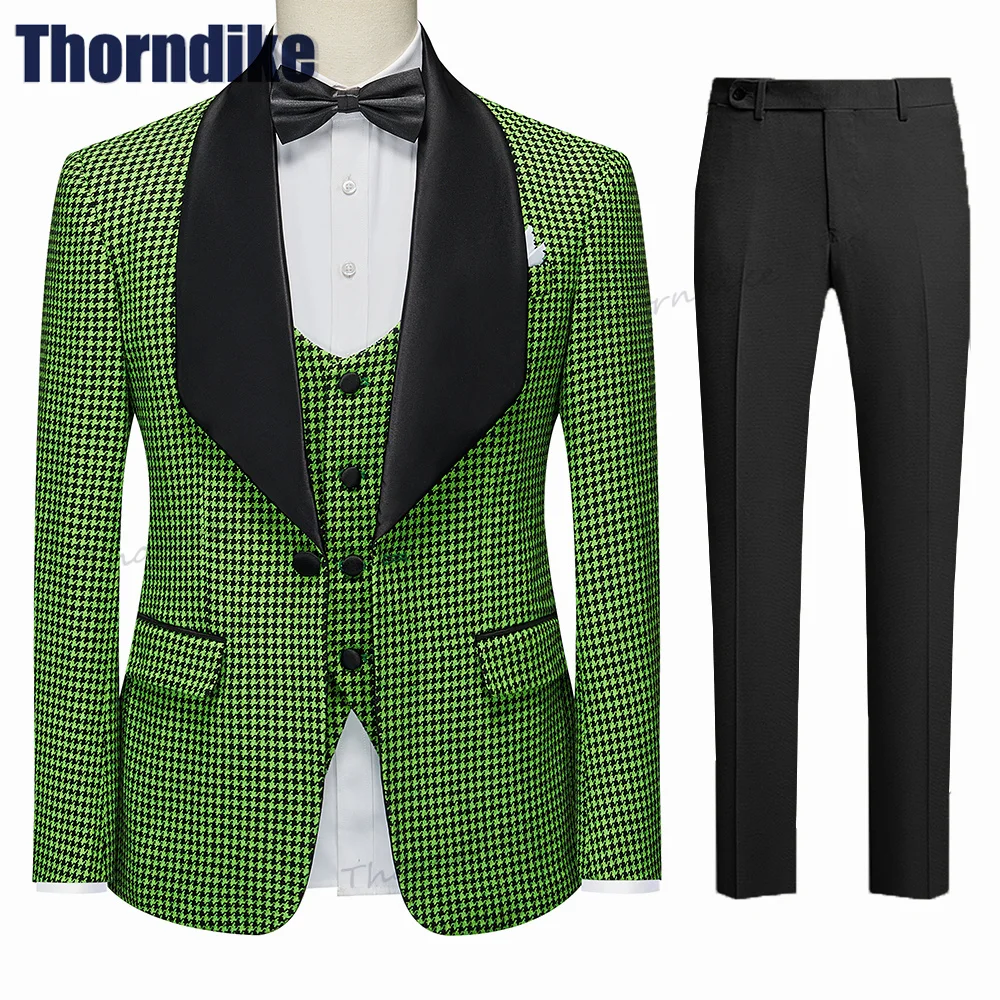 

Шикарный новый дизайн! Зеленый мужской костюм Thorndike из 3 предметов, деловой Повседневный костюм для свадьбы, вечеринки, выпускного вечера
